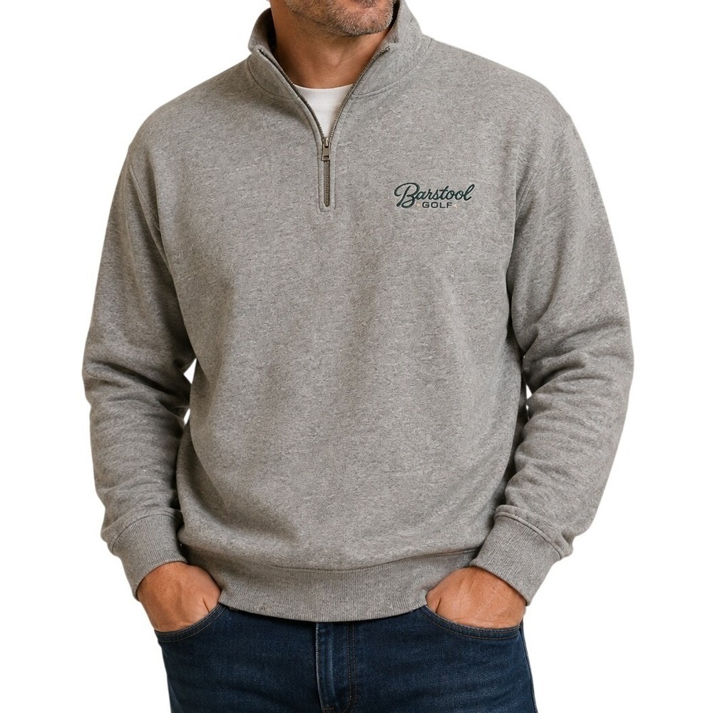 Barstool Golf Heather Grey Fleece Quarter Zip Men's XL